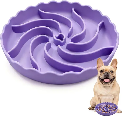 Vista 10 de SCHITEC Slow Feeder Dog Bowl, Puzzle Silicone Bowl for Small Medium Breeds Pink