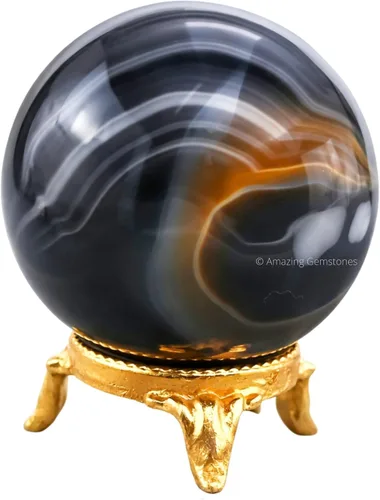 Vista 33 de Amazing Gemstone Bola de cristal de Amazonita con soporte, bolas de meditación de esfera de cristal de 2 pulgadas para brujería y bolas decorativas