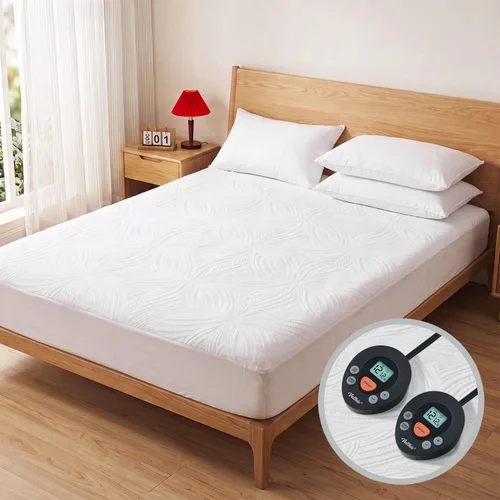Vista 9 de Protector de colchón térmico tamaño individual, protector de colchón eléctrico con funciones de precalentamiento, calentador de cama con controlador