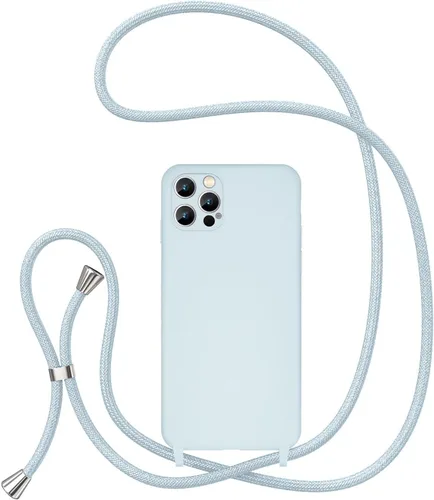 Vista 12 de UEEBAI Funda de teléfono con cordón cruzado para iPhone 14 de 6.1 pulgadas, funda de silicona con correa ajustable para collar, correa suave