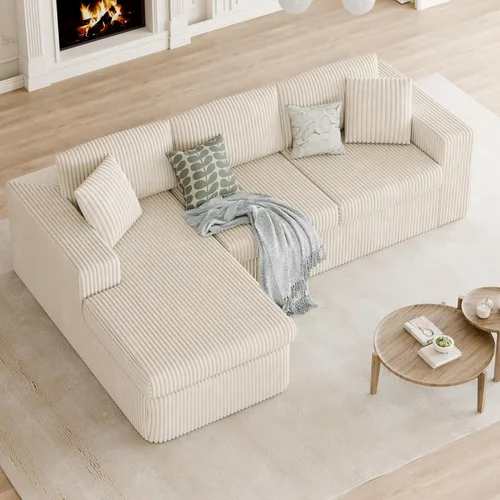 Vista 3 de Sofá modular modular de 105 pulgadas para sala de estar, sofá modular en forma de L con asiento profundo, sofá de espuma de nube con diván de gran