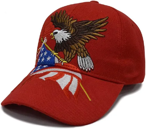 Vista 10 de FLYOUTH - Gorra de béisbol creativa con diseño de águila y bandera de Estados Unidos, gorra bordada con visera