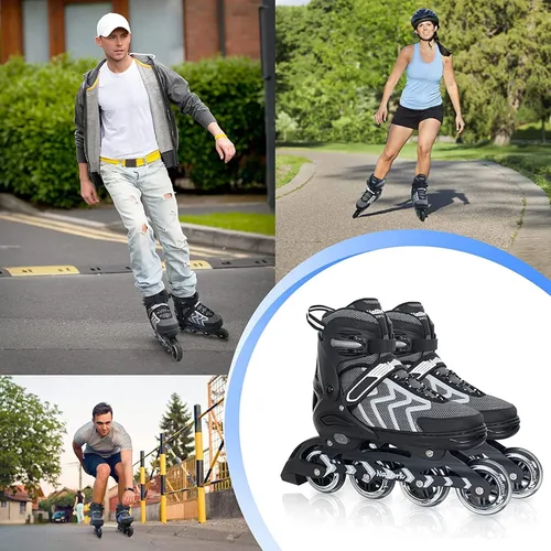 Vista 4 de MammyGol Patines en línea para adultos y niños, patines ajustables, agresivos y duraderos con ruedas gigantes, patines de alto rendimiento