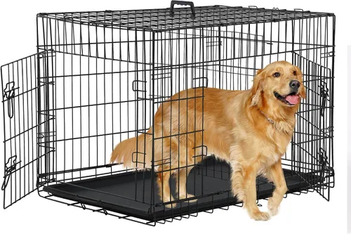 Vista 9 de Jaulas de 24 pulgadas para perros pequeños, 20 libras, jaula plegable para mascotas con bandeja de panel divisor, jaula de doble puerta para Negro