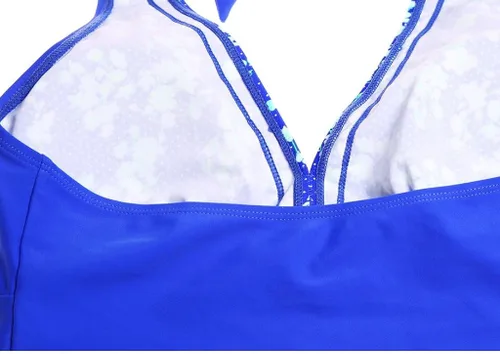 Vista 7 de Dreamsoar Traje de baño tankini con espalda cruzada para mujer, con control de abdomen, dos piezas, estampado floral, Negro