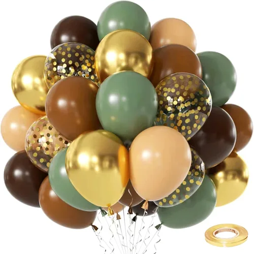 Vista 8 de Globos de confeti negro y dorado, paquete de 50 globos de látex metálicos y negros dorados para cumpleaños, graduación, aniversario, decoración