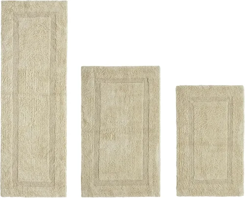 Vista 484 de Better Trends - Juego de 2 alfombras de baño 100% algodón, extra suaves, con borlas, de 17" x 24", alfombra de baño superabsorbente y reversible