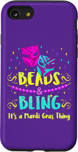 Vista 8 de Funda para iPhone 12 mini Mardi Gras, con cuentas de Nueva Orleans y funda brillante Mardi Gras