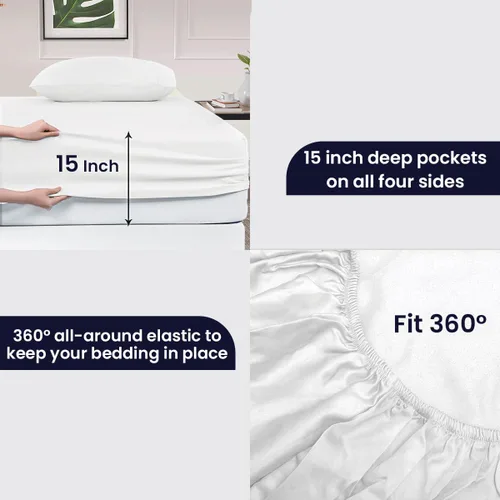 Vista 5 de SGI Bedding - Juego de sábanas de 600 hilos, 4 piezas, 100% de algodón egipcio, tamaño completo, juego de sábanas con bolsillo profundo de 38 cm