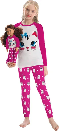 Vista 15 de Babyroom Pijamas de algodón a juego para niñas y niños pequeños, 4 piezas, ropa de dormir de Navidad Azul/2