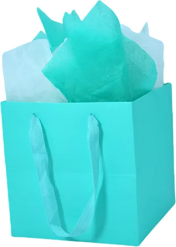 Vista 17 de JUNESHE Bolsas de regalo cuadradas pequeñas con papel de seda, color negro, paquete de 2, 5.9 pulgadas Bolsas de papel con asas para cumpleaños