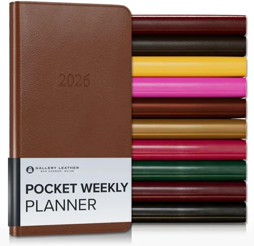 Vista 160 de Gallery Leather Planificador Semanal y Mensual Grande 2025-2026, Calendario Planificador y Cuaderno Elegantemente Encuadernado con Elegantes Bordes