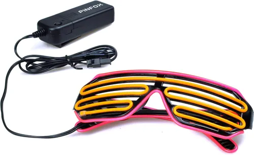Vista 14 de Gafas de LED de Aqua Led de Neón electroluminiscentes para fiestas y disfraces modelo RB03., Púrpura + Azul