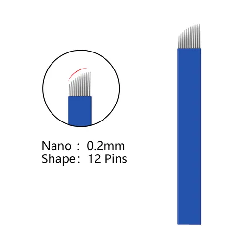 Vista 2 de S12 30 agujas de microblading para cejas con 0.008 in de diámetro, agujas de tatuaje manual de cejas de maquillaje permanente, hojas de microblading