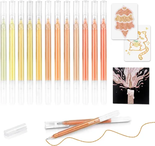 Vista 8 de Bolígrafos de gel con purpurina de 80 colores para libros de colorear para adultos y papel negro, punta fina suave de 0.039 in, gran capacidad