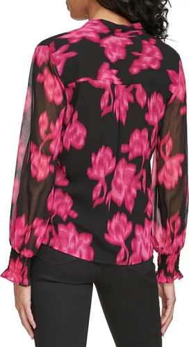 Vista 4 de Calvin Klein Blusa estampada con cuello en V para mujer