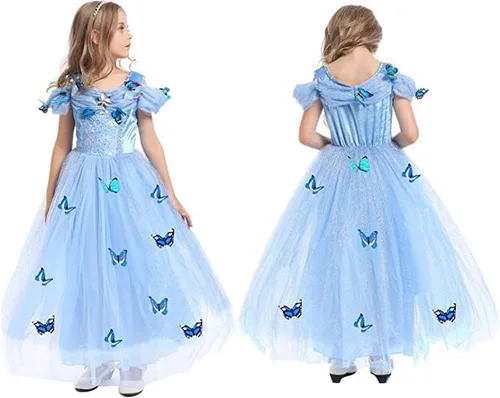 Vista 2 de Familycrazy Princess Dresses for Girls Cinderella Costume Toddler Halloween Christmas Cosplay Butterfly Fairy Fancy Dress