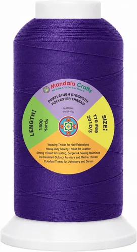 Vista 79 de Mandala Crafts Airforce Blue Tex 70 - Hilo de poliéster para tapicería 1500 Yds T70 UV Resistant Strong Thread for Leather Sewing, Marine