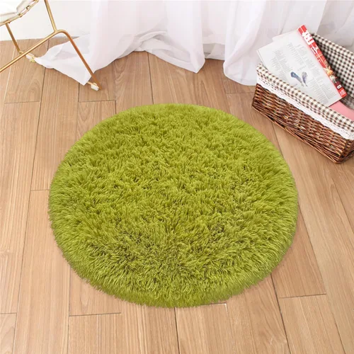 Vista 24 de Alfombra circular pequeña para dormitorio, 2 x 2 pies, color azul, para decoración de habitación de niños, redonda esponjosa para guardería