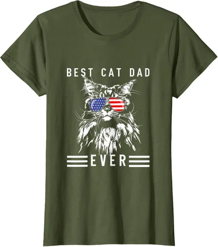 Vista 45 de Funny Maine Coon Cat Best Cat Dad Ever Funny Cat Maine Coon Camiseta, Negro, S