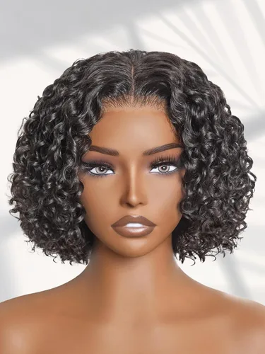 Vista 12 de LUVME HAIR Pelucas de cabello humano rizado sin pegamento de 6 pulgadas, precortadas, indetectable, HD, encaje Bob, peluca corta y rizada con ondas