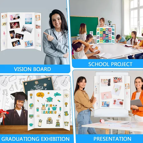 Vista 7 de IKAYAS - Paquete de 5 tableros de póster triples de 24 x 16 pulgadas, tableros de póster blancos de IKAYAS para proyectos, tableros de presentación