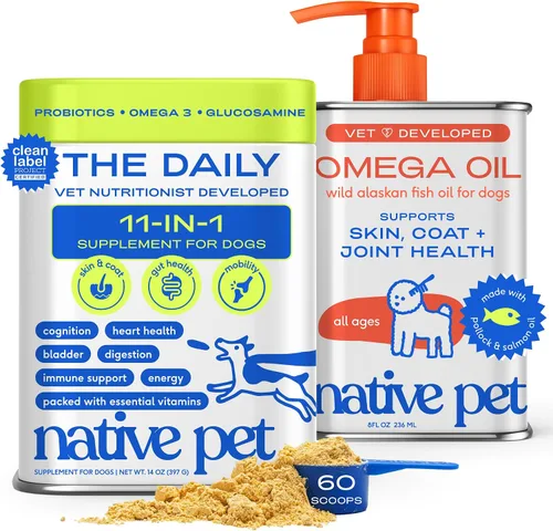 Vista 12 de Native Pet Vitaminas y suplementos diarios para perros mayores – Polvo multivitamínico 12 en 1 para perros mayores – Apoya la movilidad