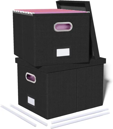 Vista 20 de Oterri Organizador de Archivos, Caja de Archivos, Gabinete de Archivos para Almacenamiento de Carpetas de Archivos Tamaño Carta, Organizador