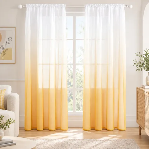Vista 38 de Deconovo - Cortinas transparentes con filtro de luz de 84 pulgadas de largo Plata