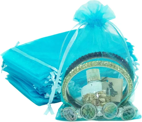 Vista 27 de TheDisplayGuys - Paquete de 48 bolsas de regalo de organza transparente negra de 2 x 2-3/4 pulgadas con cordón, bolsas de regalo para joyas, bolsas