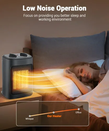 Vista 5 de KopBeau – Calentador de espacio para uso en interiores, calentador de torre portátil eléctrico de 1500W con termostato y temporizador, calentador
