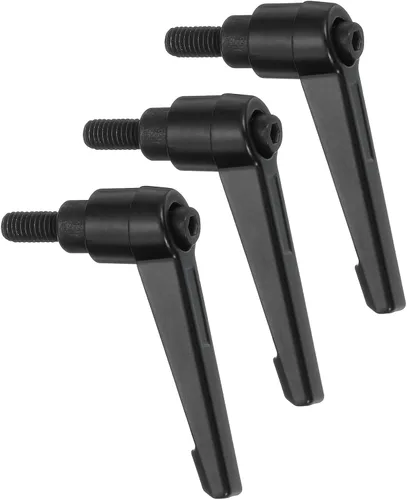Vista 20 de uxcell 3 perillas ajustables M5 x 0.472 in, rosca macho, botón de trinquete, cierre rápido, perno giratorio para maquinaria de torno, color negro
