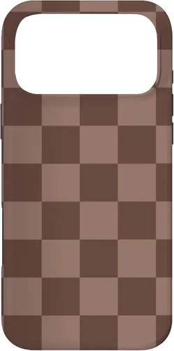 Vista 22 de Marrón clásico a cuadros, patrón de tablero de ajedrez moda caso para iPhone 17