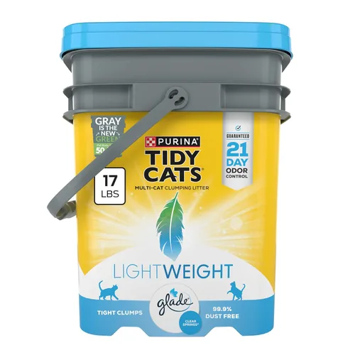 Vista 15 de Purina Tidy Cats Arena para gatos liviana, bajo polvo, aglomerante, LightWeight Glade Clean Blossoms arena para múltiples gatos - envase de 6 lb