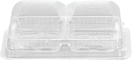 Vista 16 de Restaurantware Thermo Tek - Contenedores de postre de 5.3 x 2.6 x 1.8 pulgadas, 100 compartimentos duales transparentes para llevar, con tapa
