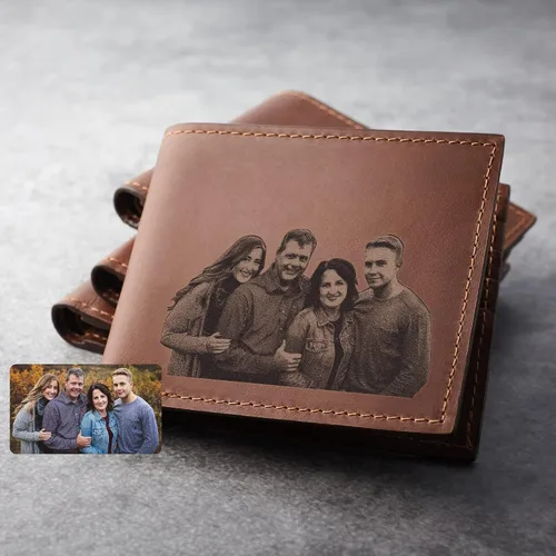 Vista 3 de RUGGEDGIFTS - Cartera de piel personalizada con foto de mascotas, billetera de piel auténtica, billetera plegable con foto grabada de perro y gato