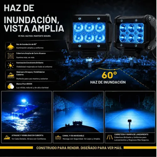 Vista 3 de Shangyuan Pontón - Luz de acoplamiento para barcos - Esparcidor LED marino y luces de navegación, azul, 2 piezas azul (2pcs blue)