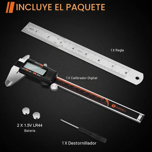 Vista 6 de HARDELL Calibrador Digital de 6 Pulgadas con Pantalla LCD Grande, Herramienta de Medición de Calibradores con Función de Apagado Automático