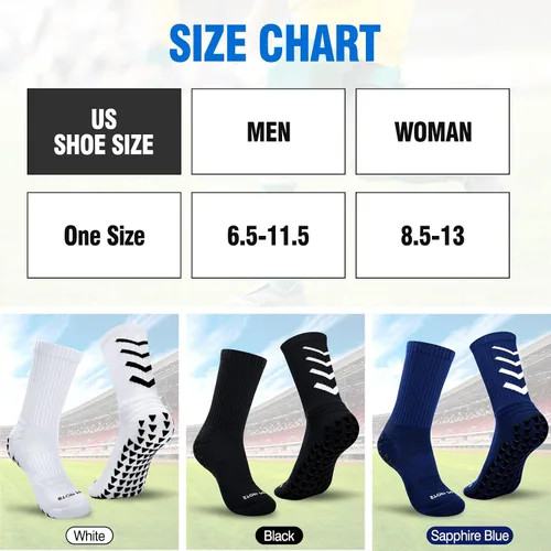 Vista 7 de HUANLANG Calcetines de agarre de fútbol, 4 pares de calcetines antideslizantes antideslizantes para hombre, calcetines de agarre para fútbol