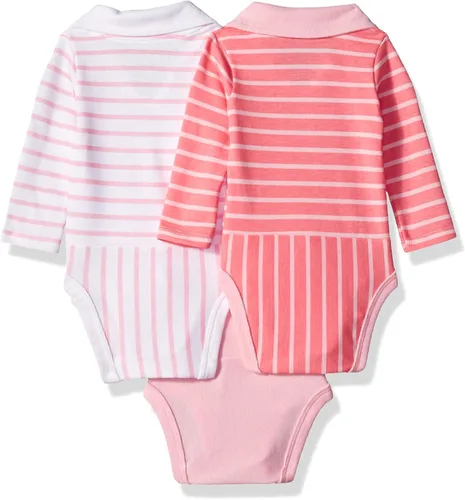 Vista 2 de Hanes baby-boys Ultimate Baby Flexy 3 Pack Long Sleeve Polo Bodysuits