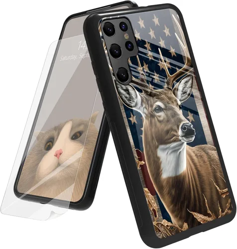 Vista 85 de Funda para Samsung Galaxy A12 5G con protector de pantalla, parte trasera de vidrio templado + TPU de silicona suave que absorbe los golpes