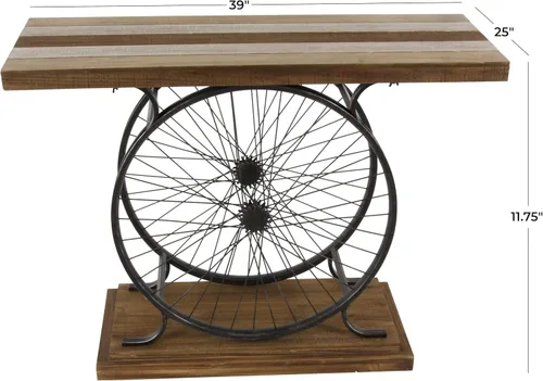 Vista 3 de Deco 79 Mesa consola industrial de madera y metal, 39 x 25 x 12 pulgadas