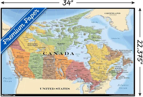 Vista 3 de Trends International Map - Póster de pared de Canadá de 22.375 x 34 pulgadas, de alta calidad sin marco