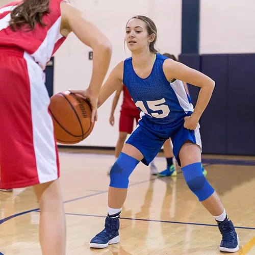 Vista 7 de Yxmeiguo 2 pares de rodilleras para niños, rodilleras para niños, rodilleras de compresión para niños y niñas, rodilleras para baloncesto, voleibol