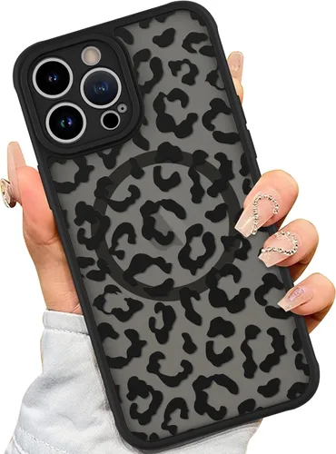 Vista 25 de AIGOMARA - Carcasa magnética para iPhone 11, diseño de leopardo negro