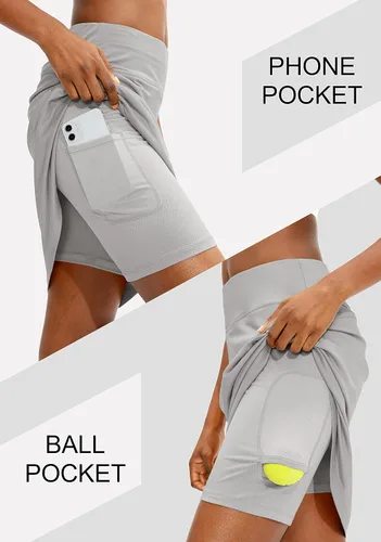 Vista 3 de Viodia - Faldas de 20 pulgadas hasta la rodilla para mujer, falda deportiva UPF50+, falda de golf para mujer, faldas casuales de verano