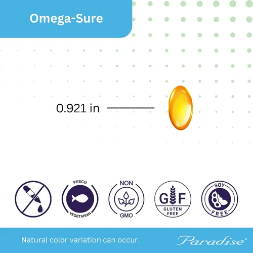 Vista 4 de Paradise Herbs Omega-Sure Omega-3 Aceite de Pescado DHA EPA Softgels 30 Ct