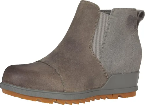 Vista 12 de Sorel - Botas cortas hasta el tobillo para mujer Evie, piel de ante impermeable, suela de cuña Negro