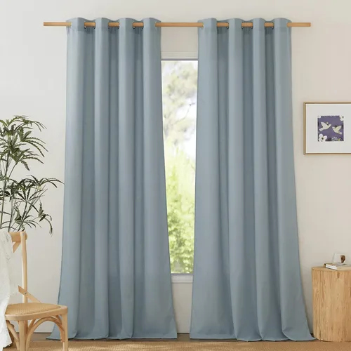 Vista 14 de NICETOWN - Cortinas de lino angora para ventana de cocina sobre el fregadero, con ojales, lino grueso angora, tratamientos cortos para ventanas