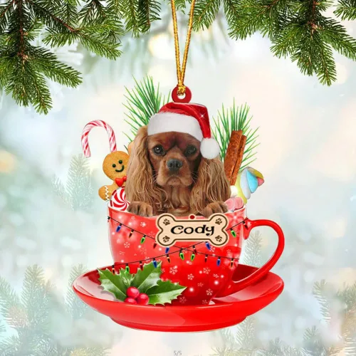 Vista 85 de NAZENTI Adorno personalizado de Alaskan Malamute en taza roja, adorno de Navidad personalizado para perros amantes de las mascotas, colgante